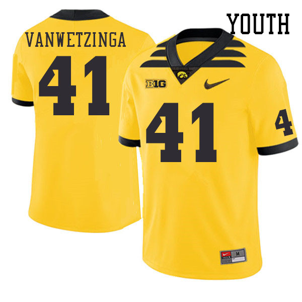 Youth #41 Rusty VanWetzinga Iowa Hawkeyes College Football Jerseys Stitched Sale-Gold - Click Image to Close